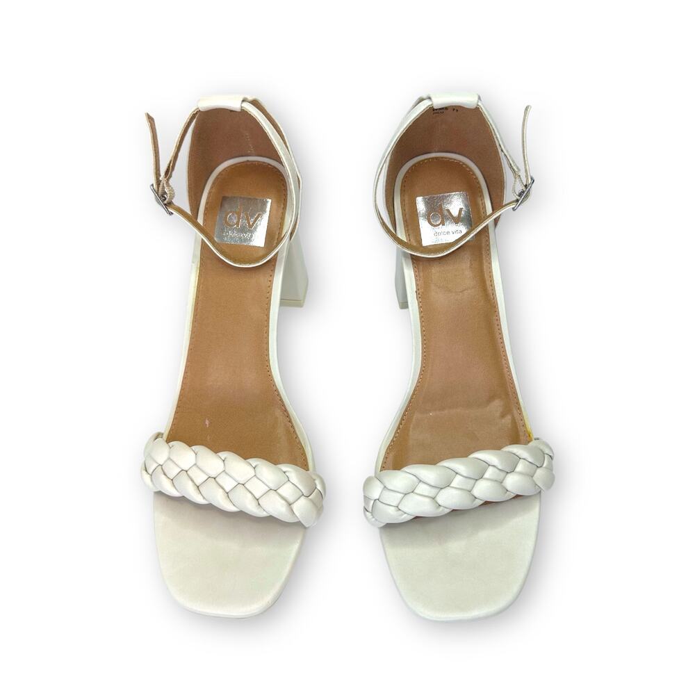 DV Dolce Vita Women's Hilo Sandals Size 11 Ivory Cream Braided Block Heel Sandal - Picture 3 of 10